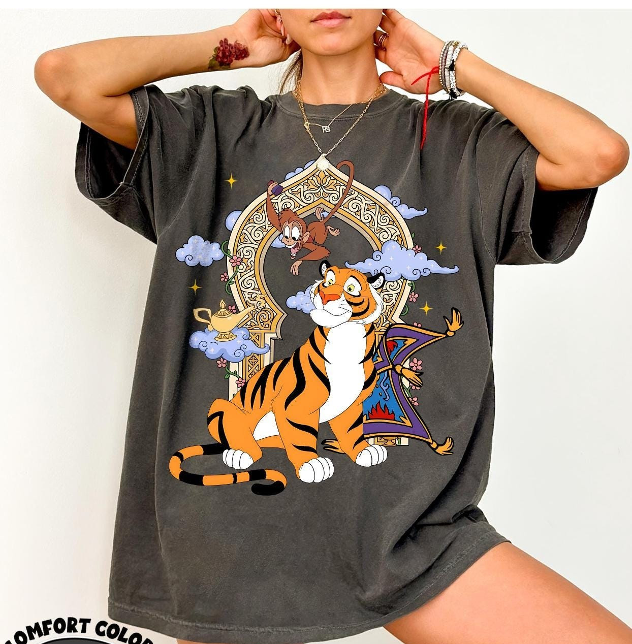 Retro Aladdin Friends Shirt, Rajah Tiger and Abu Monkey Tee
