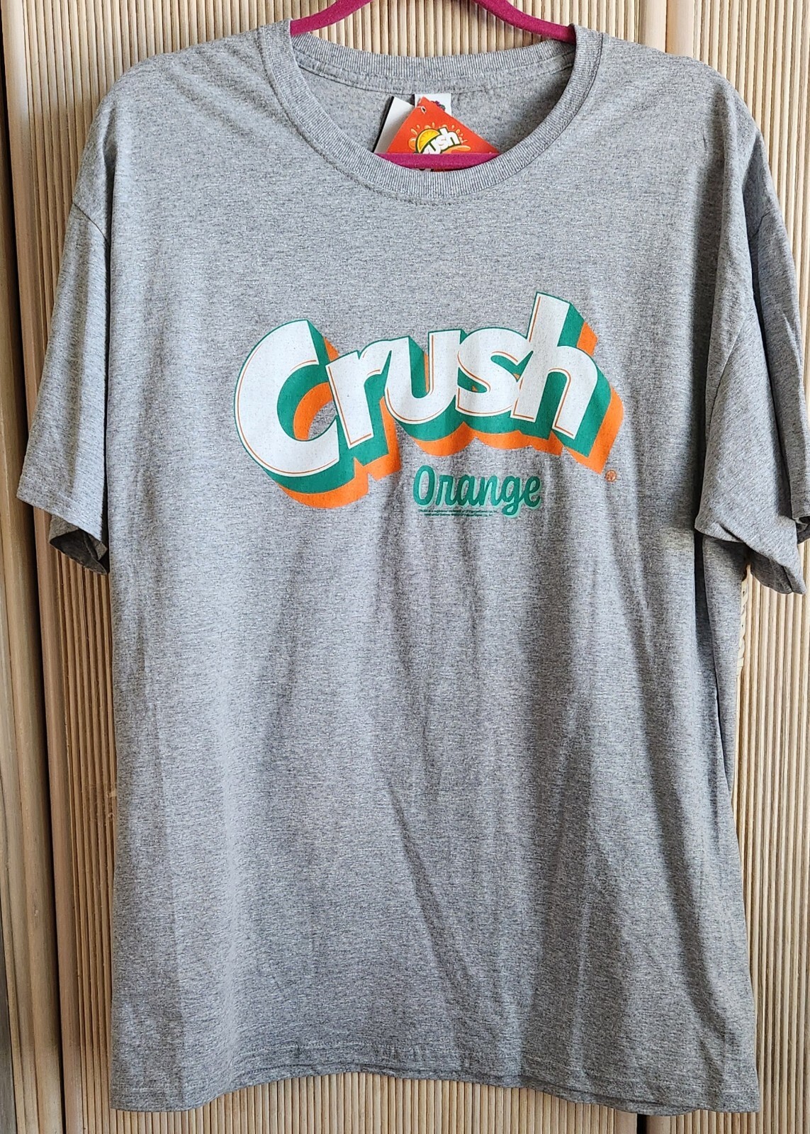 Orange Crush Soda Men’s Shirt Size Large Graphic Gray Poly-Cotton NWT