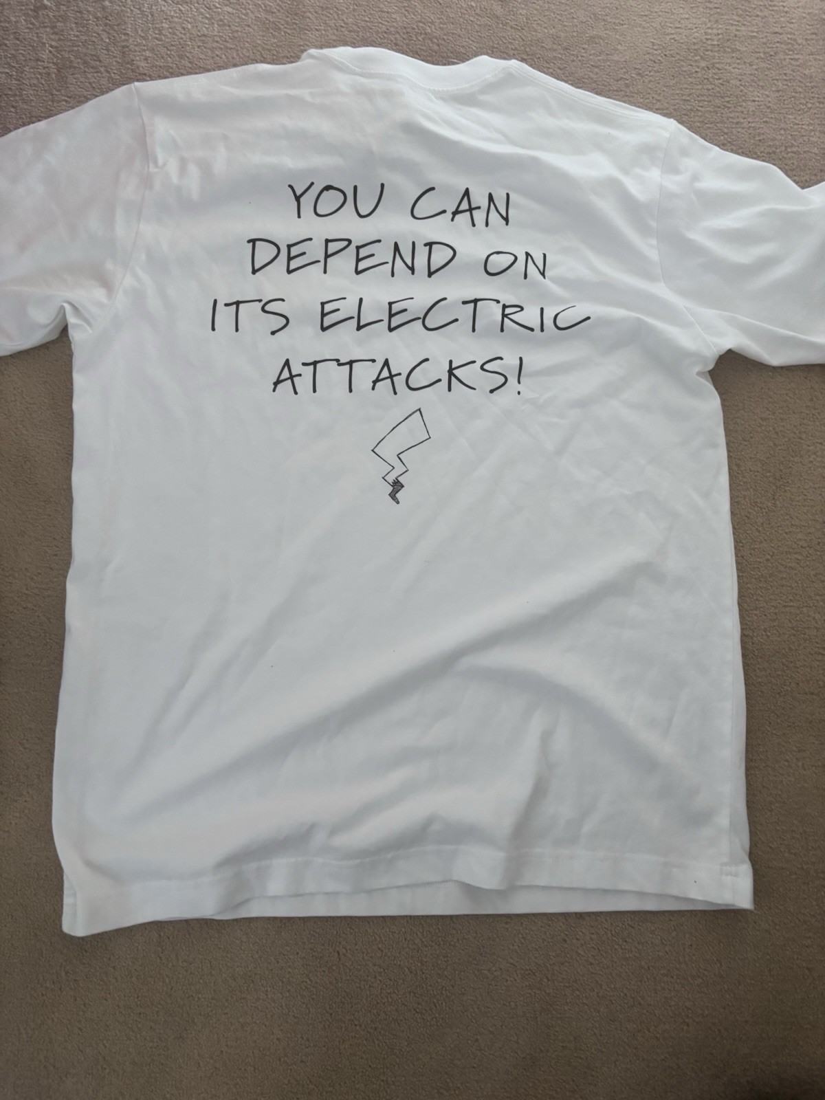 Pickachu Shirt Men Energy Fully Charged Medium White Graphic Tee