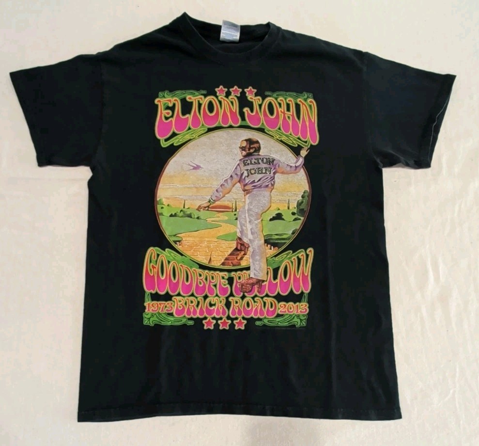 Elton John “Goodbye Yellow Brick Road” World Tour 2013 Black Tshirt Adult Medium
