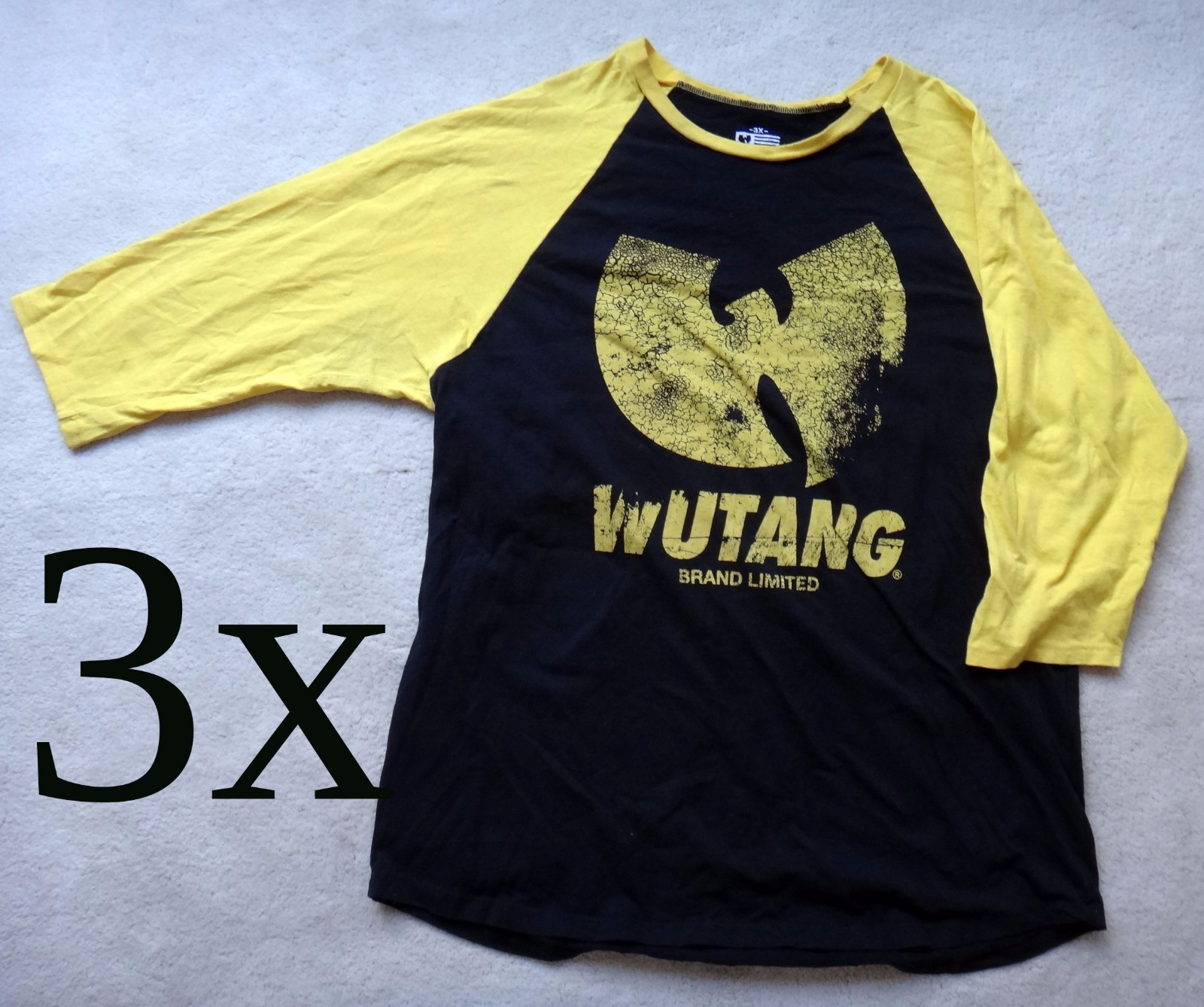WUTANG brand limited baseball tee 3x black yellow RARE clan shaolin enter the cd