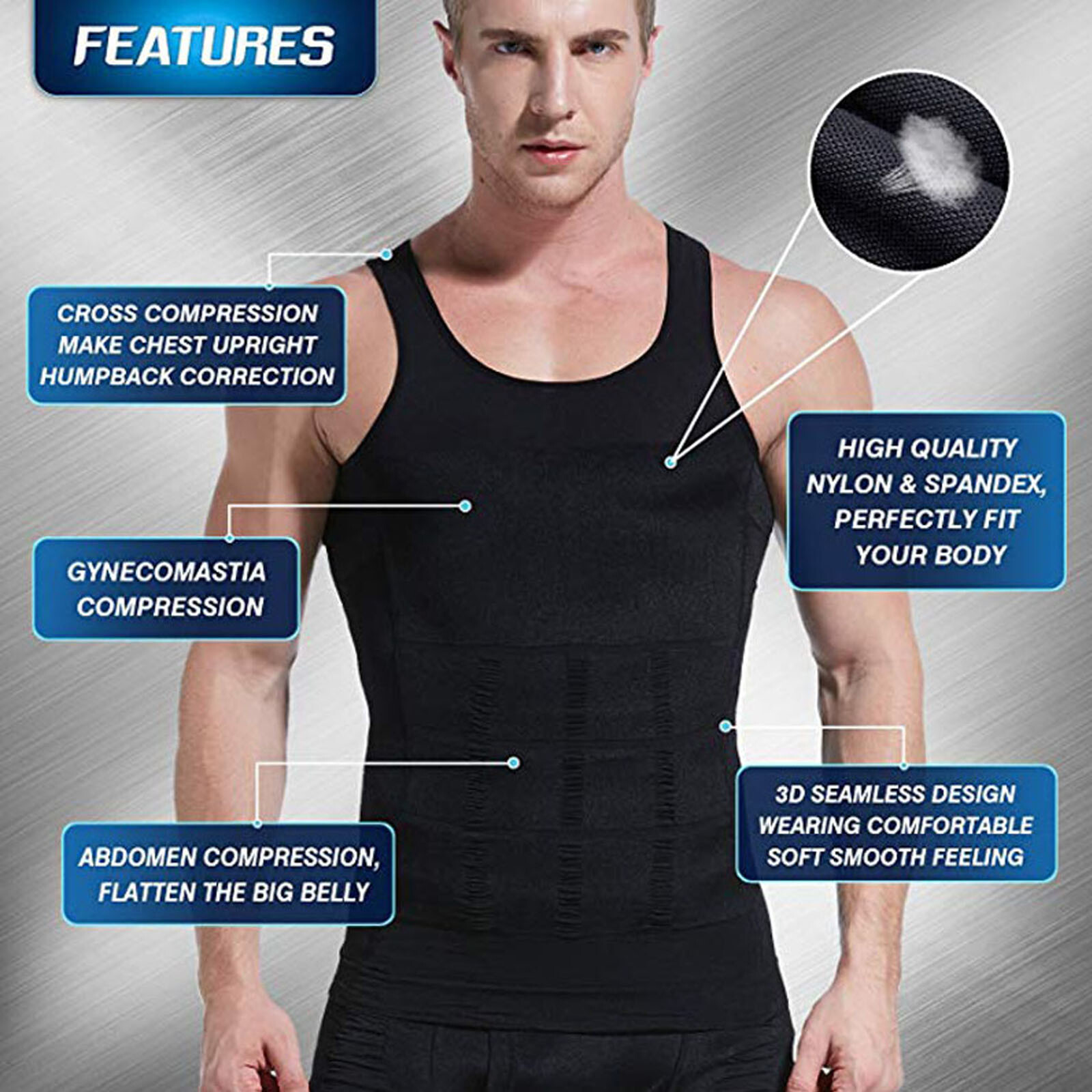Sculptcore Men’s Body Shaper Compression Ionic Shaping Shirt Slimming Tank Top