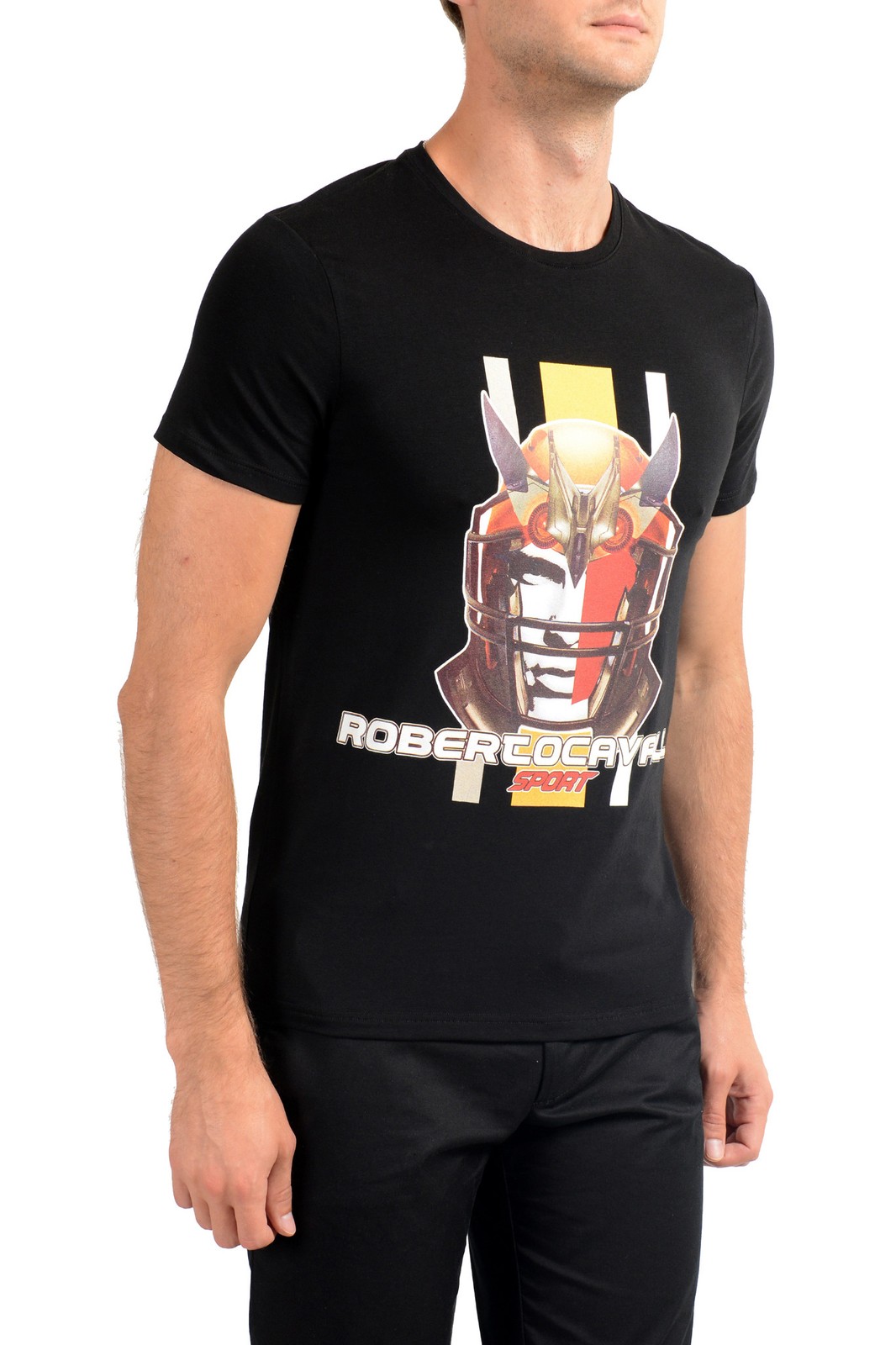 Roberto Cavalli “SPORT” Men’s Black Graphic Stretch T-Shirt US 2XL IT 56