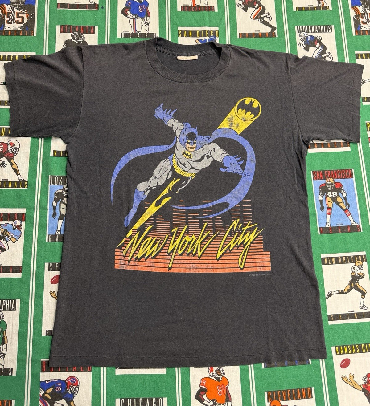 Vtg 80s Batman New York City Graphic Print Black Men’s L Crew T-Shirt