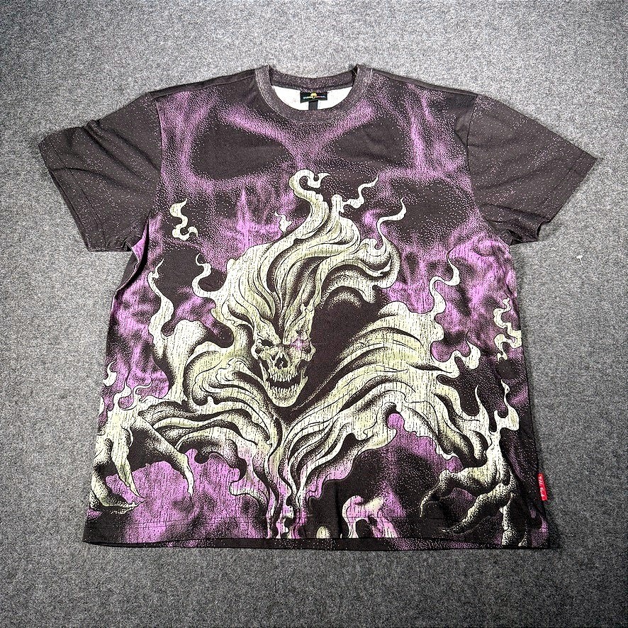 Teddy Fresh T Shirt Mens XL Purple Skull Graphic All Over Print Streetwear Tee