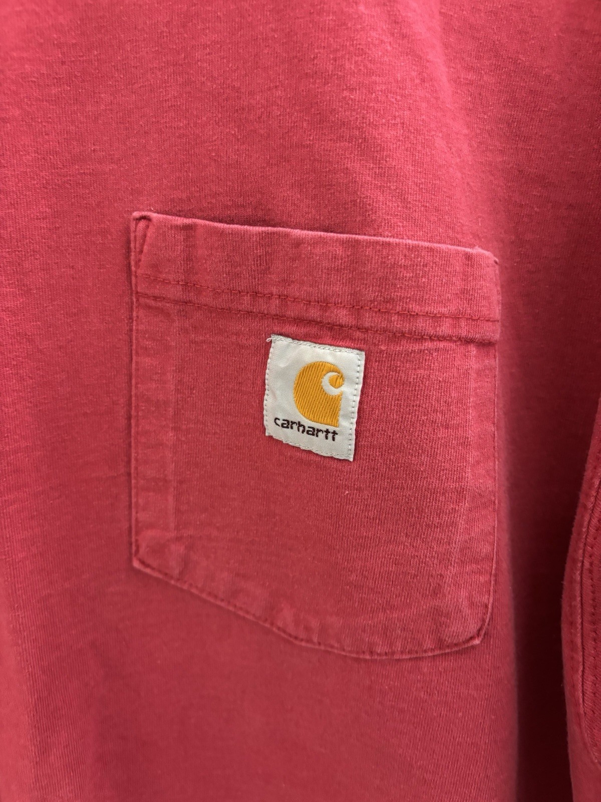 Carhartt Pocket T Shirt Men’s XL Red Faded Distressed Workwear Grunge