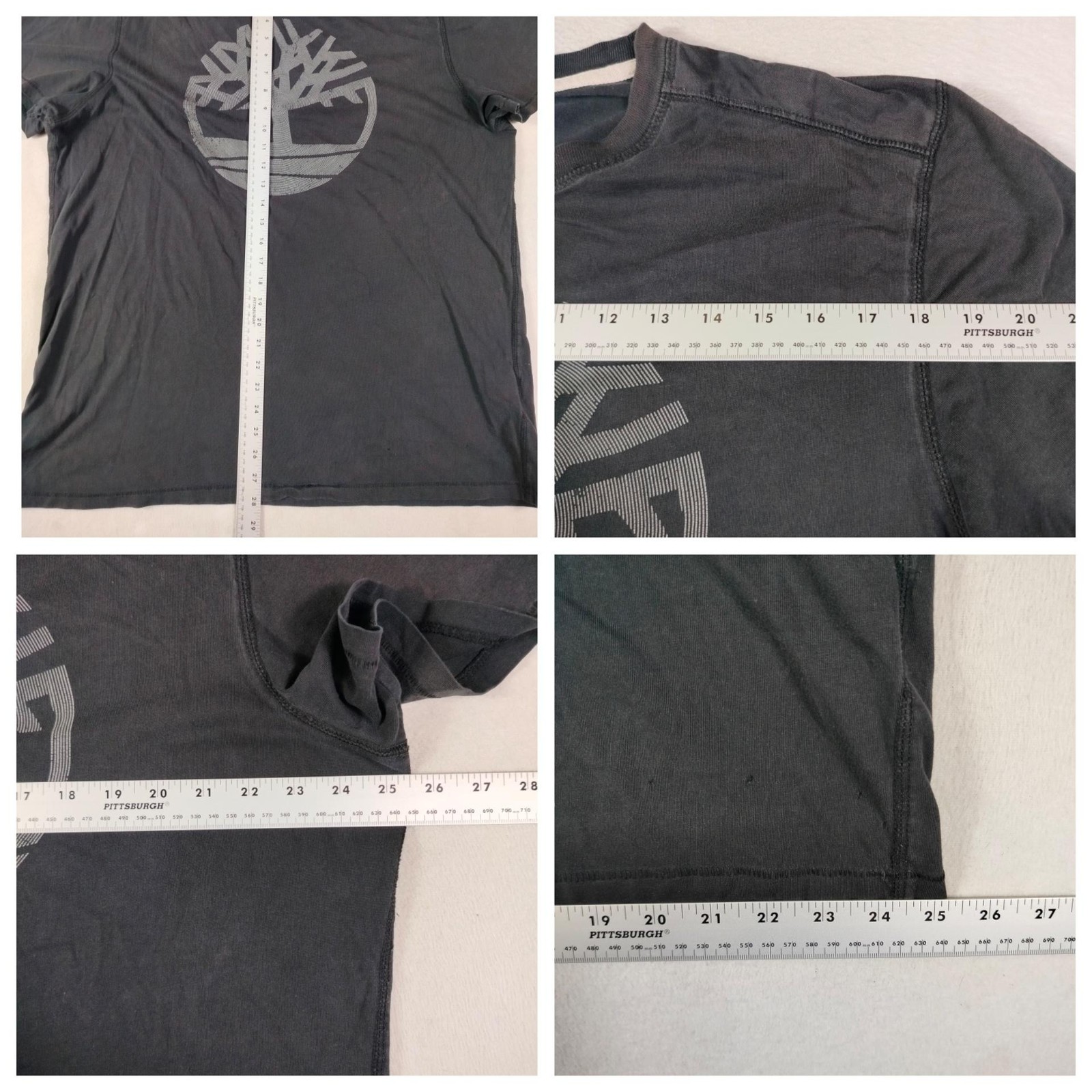 Timberland Shirt Mens 2XL Lot 2 Gray Black Tree Logo Graphic Tee Tagless Organic