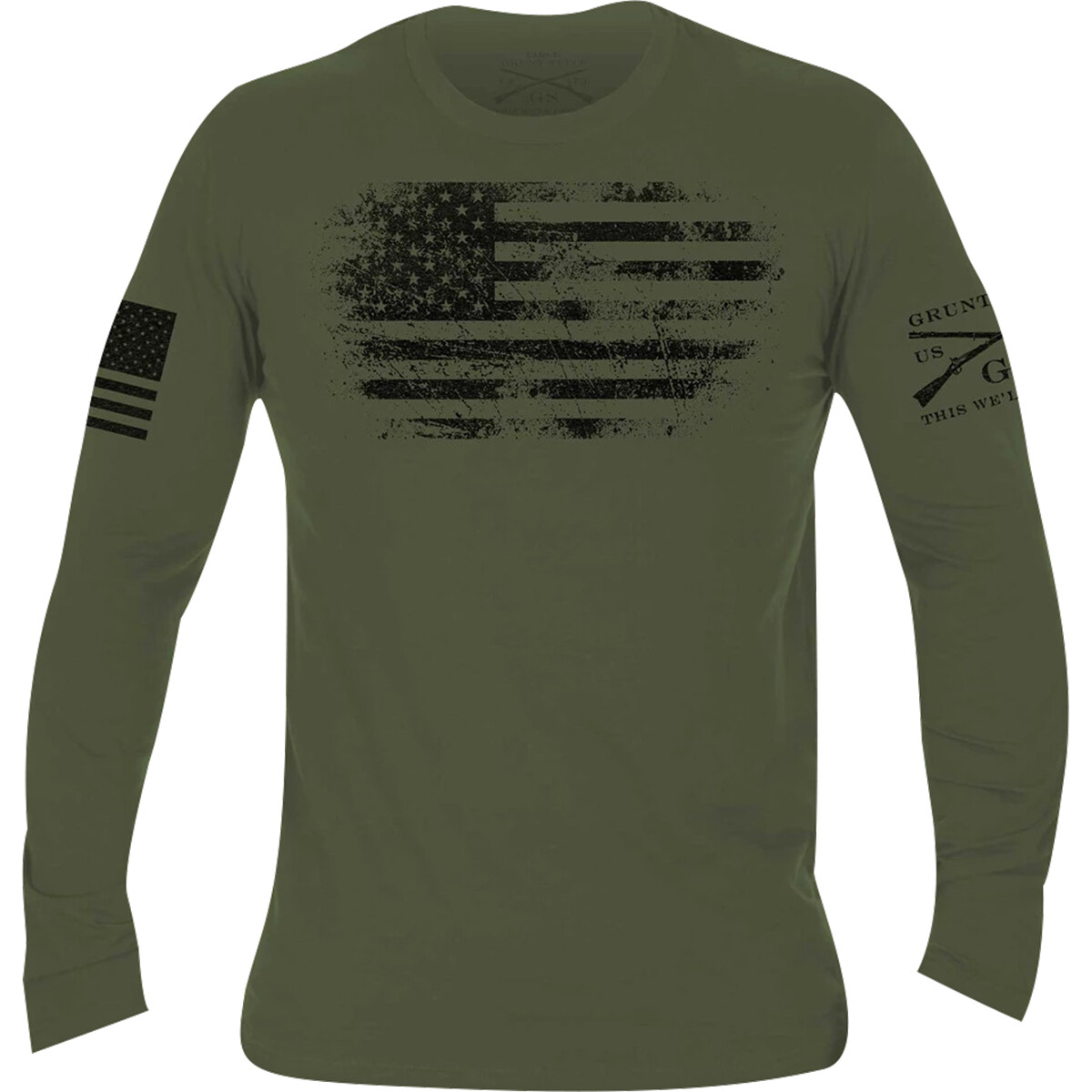 Grunt Style Vintage American Long Sleeve T-Shirt – Military Green