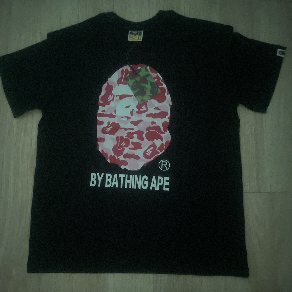 A Bathing Ape BAPE Black Ape Head Logo Graphic Tee Regular Fit Cotton L