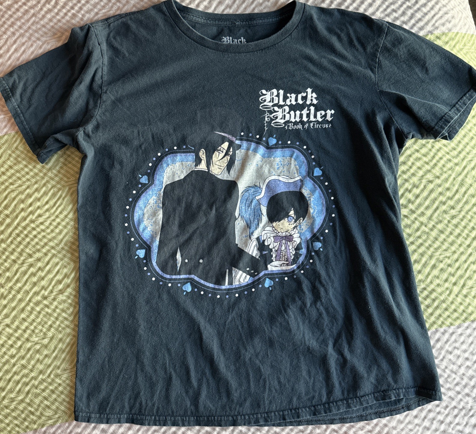 LQQK ANIME Black Butler Book Of Circus Sebastian & Ciel Black T-Shirt L Youth