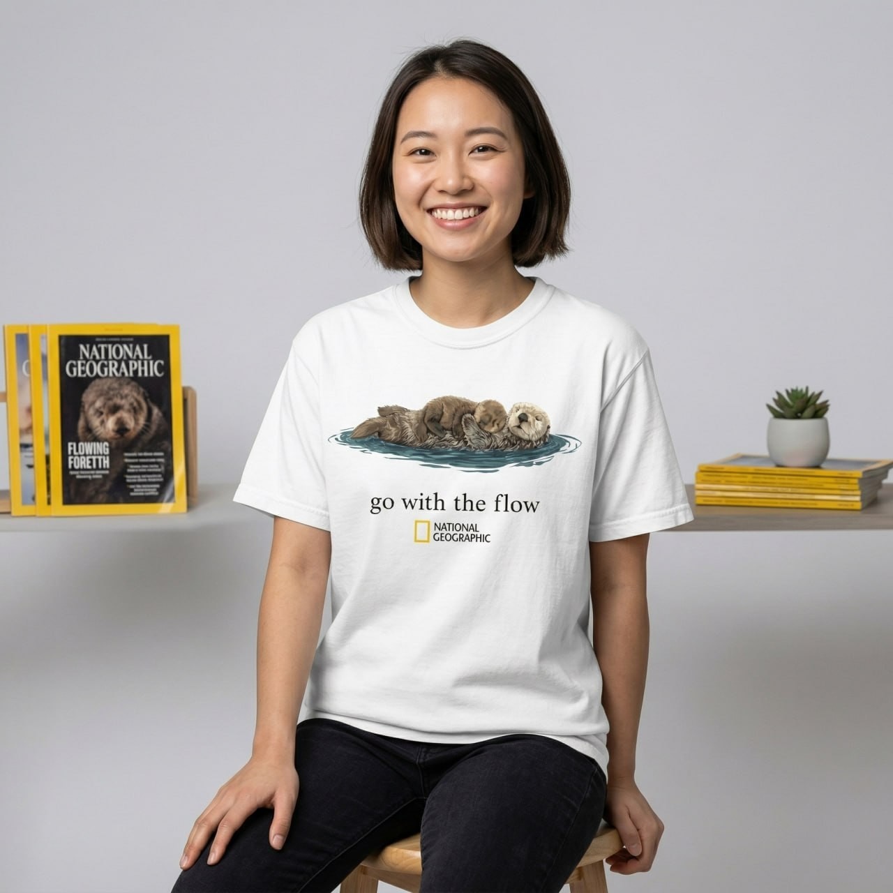 National Geographic Sea Otter Comfort Colors 1717 Go With Flow Shirt.