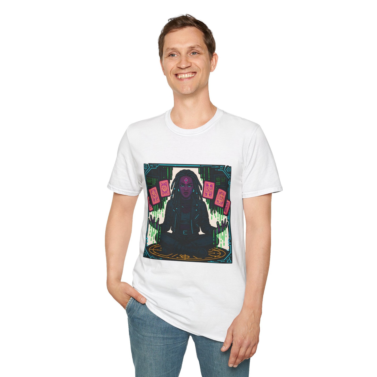 Unisex Softstyle T-Shirt Cyber Witch Tarot Hacker Technomancy Digital