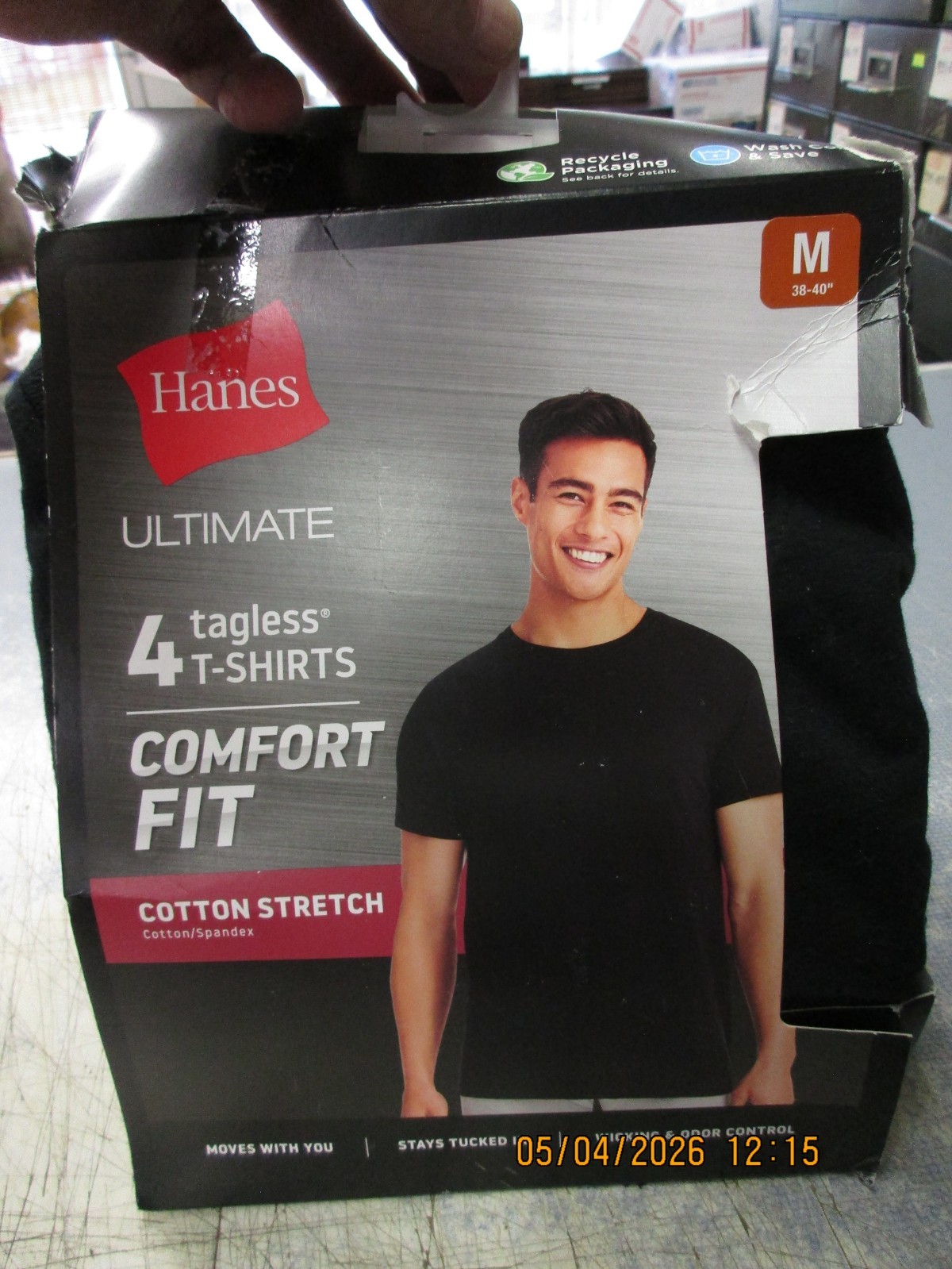 New Hanes Men’s Tagless T-Shirts Black Comfort Fit 2 Pack Size Medium