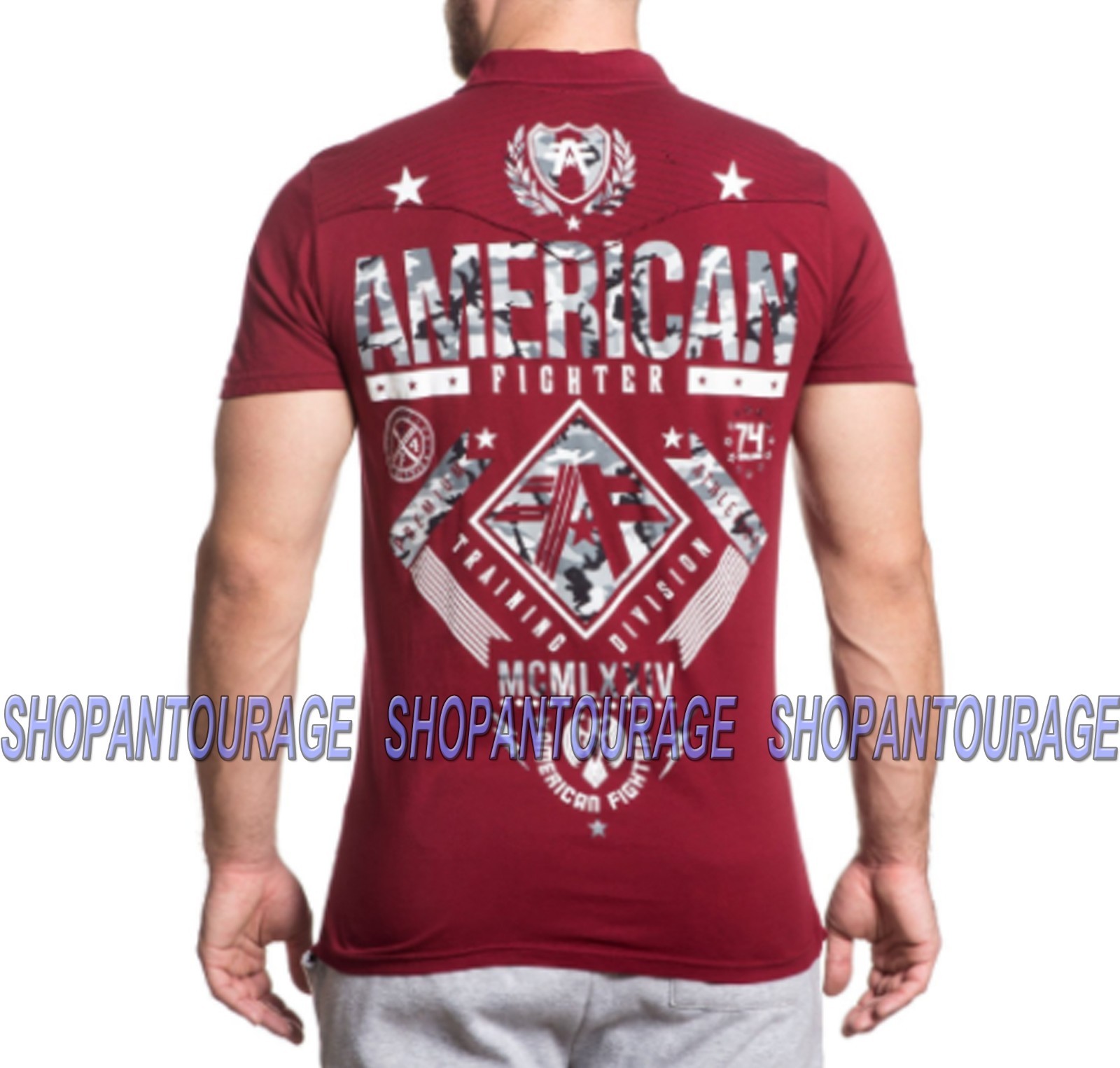 American Fighter Lander FM4642 Men`s Graphic Fashion Red Polo Top By Affliction
