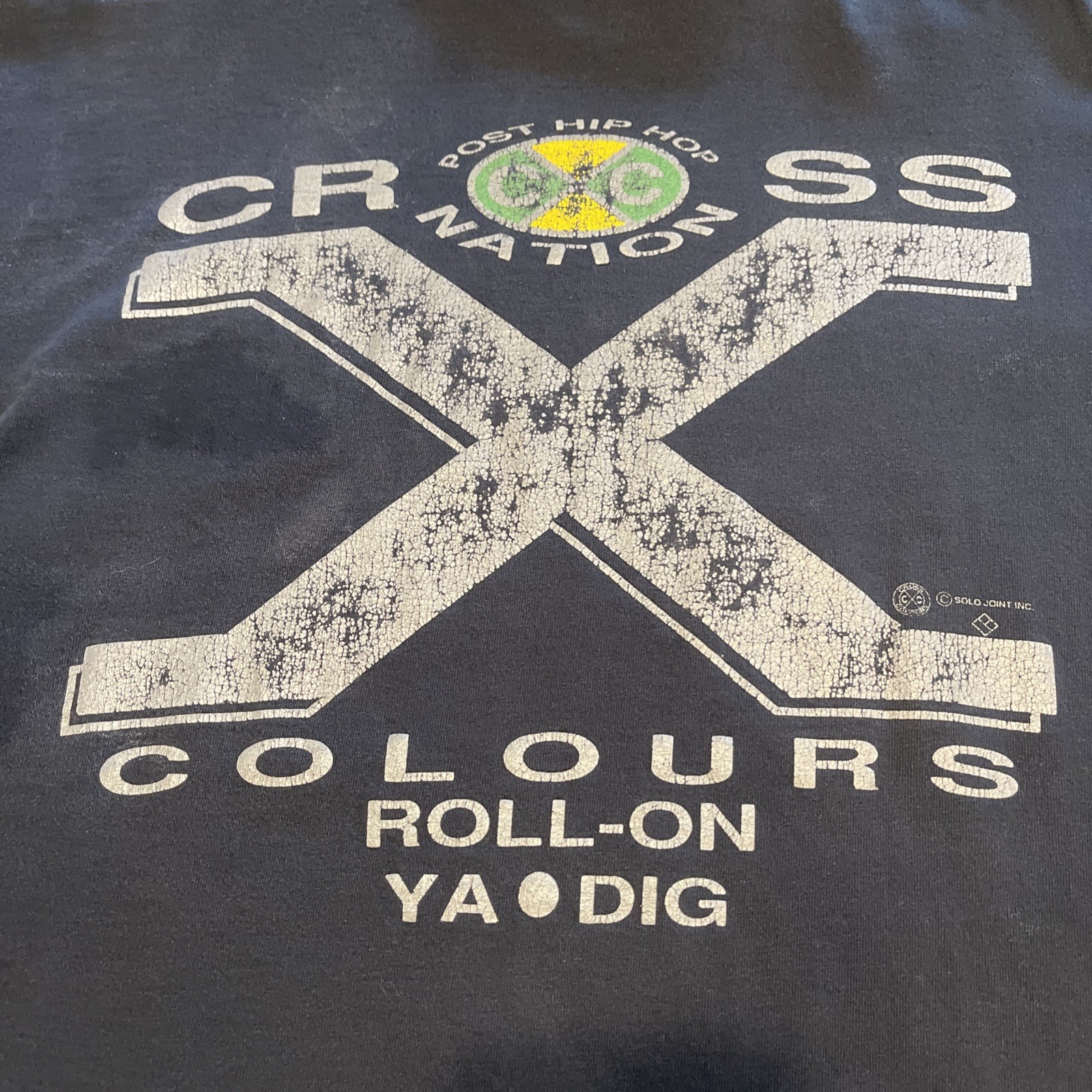 Vintage Cross Colours Shirt 90’s Single Stitch Black T-shirt Size M/L *See Pics*