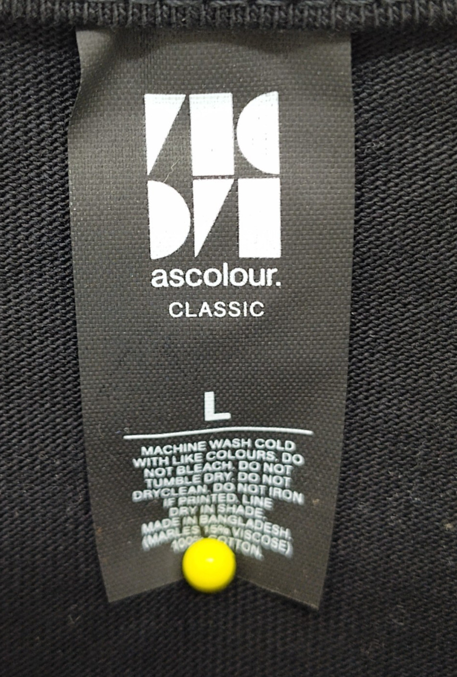 Ascolour Men Shirt Large Black Printed 100% Cotton Short Sleeve Classic Fit Tee