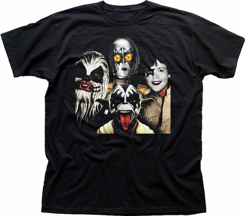 Kiss Rebels Jedi Yoda Chewie Luke R2D2 black t-shirt 9330