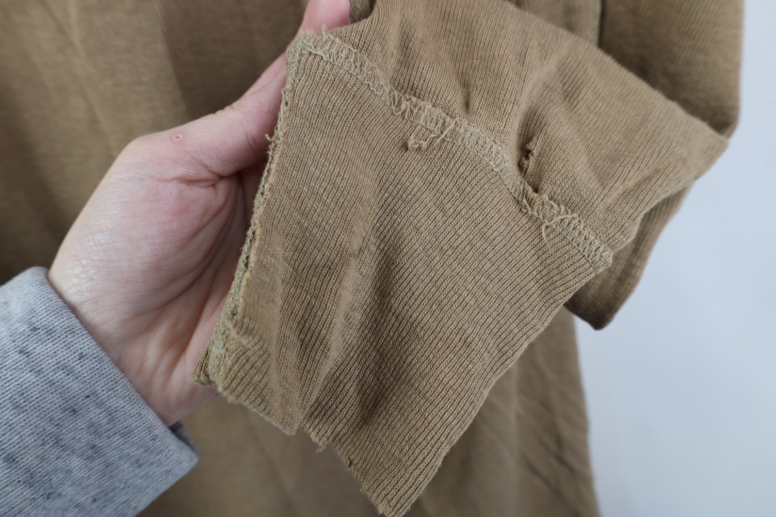 Vtg USGI Mens XL Thrashed Wool Blend Ribbed Knit Henley Undershirt T-Shirt USA