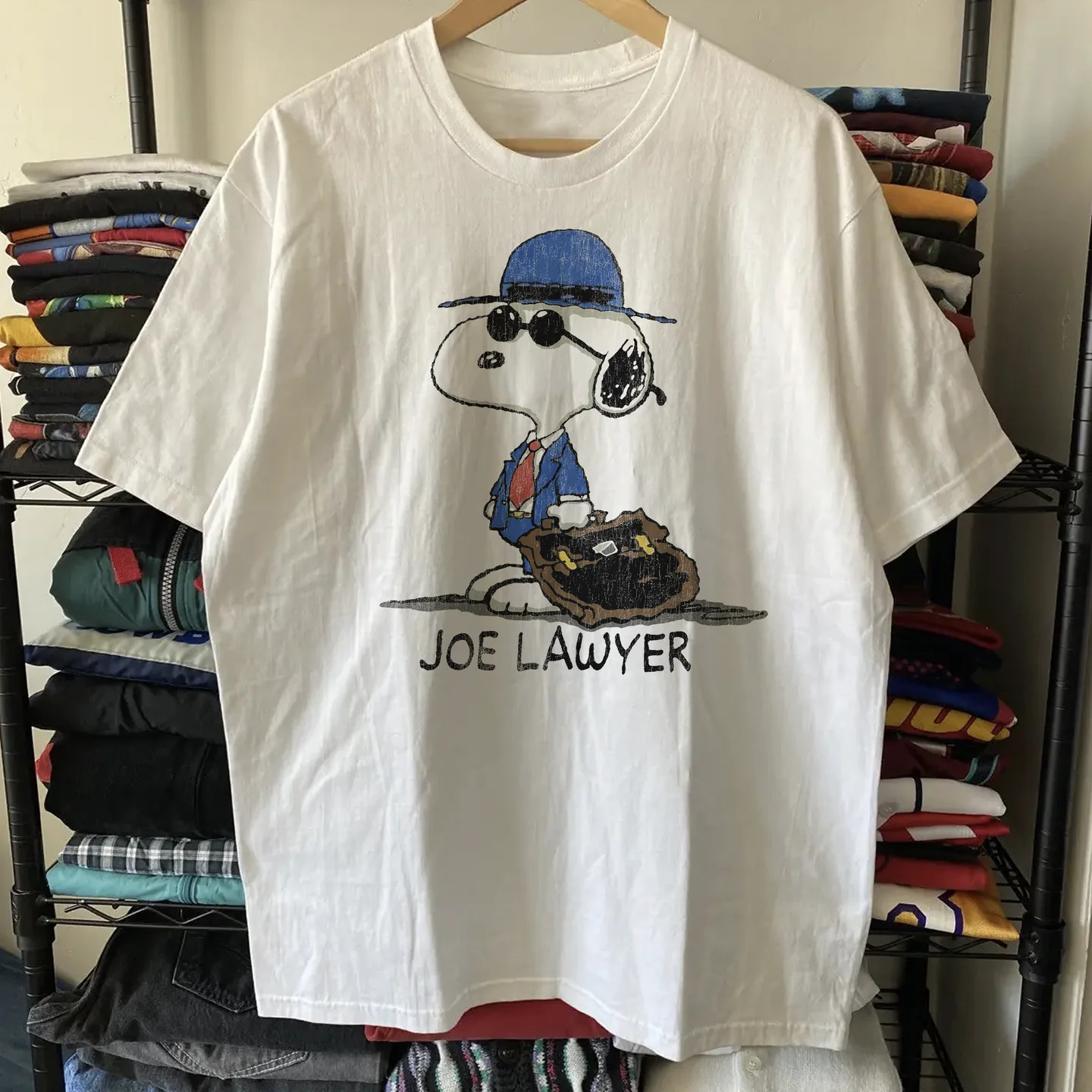 Rare Snoopy Joe Lawyer Cartoon White Tee