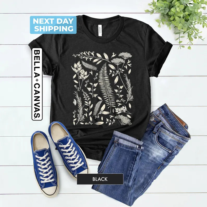 Botanical Vintage Flower Comfort Tee Shirt Nature Floral Soft Gift