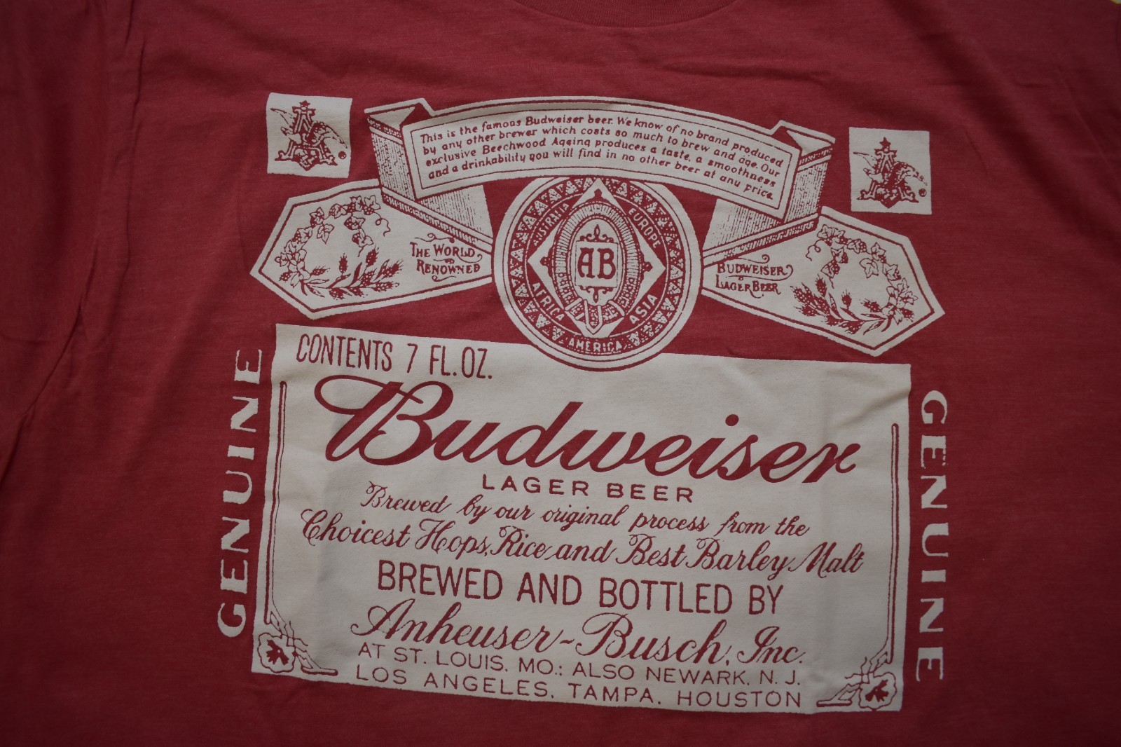 Budweiser King Of Beers Mens Beer Label Logo Heather Red Shirt New 2XL