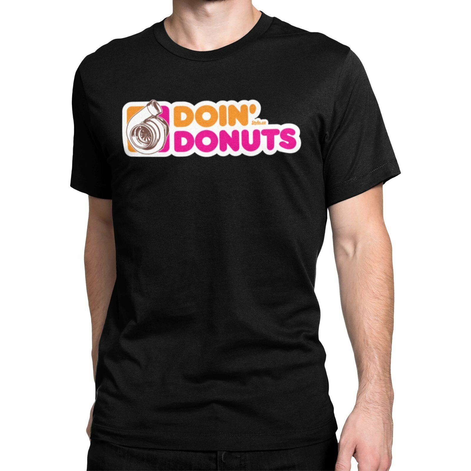 DOIN DONUTS TURBO T-Shirt Black S-3XL JDM Boost Mechanic Funny Snap On Racing