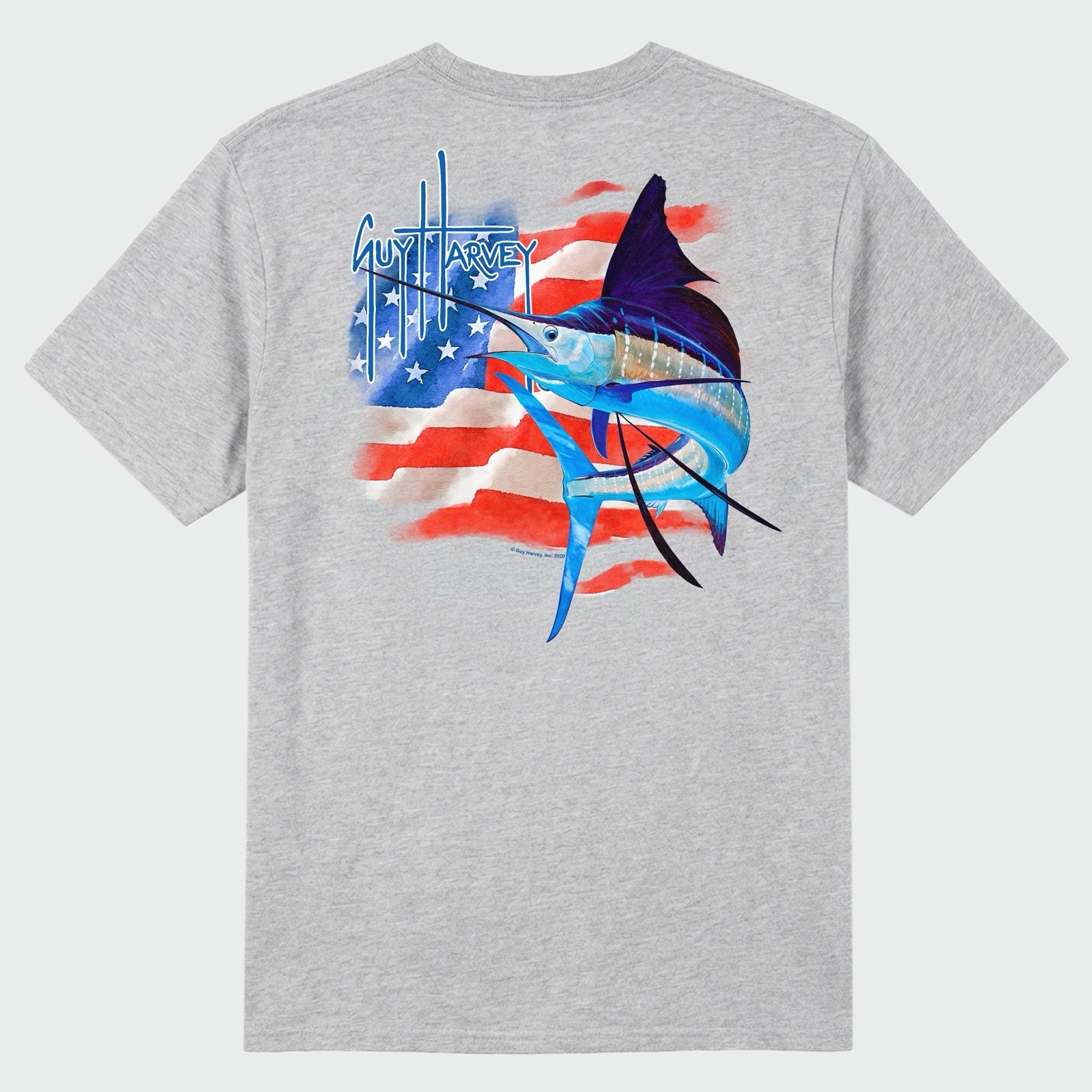Guy Harvey Patriotic Pocket T-Shirt XXL in Sport Grey Heather NWT
