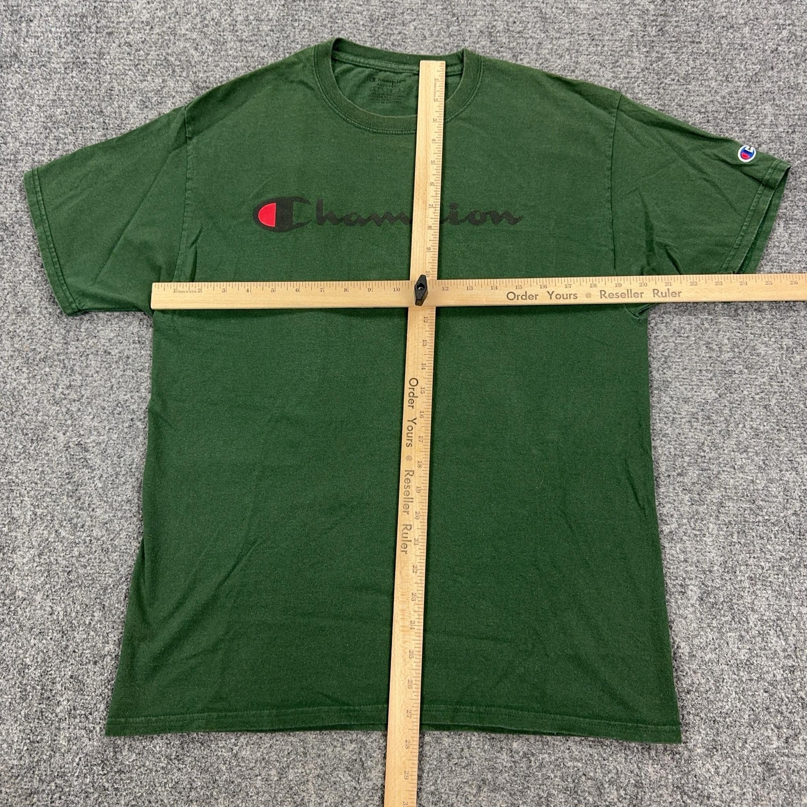 Champion Shirt Mens Large Green Script Logo Graphic Tagless Crewneck Tee