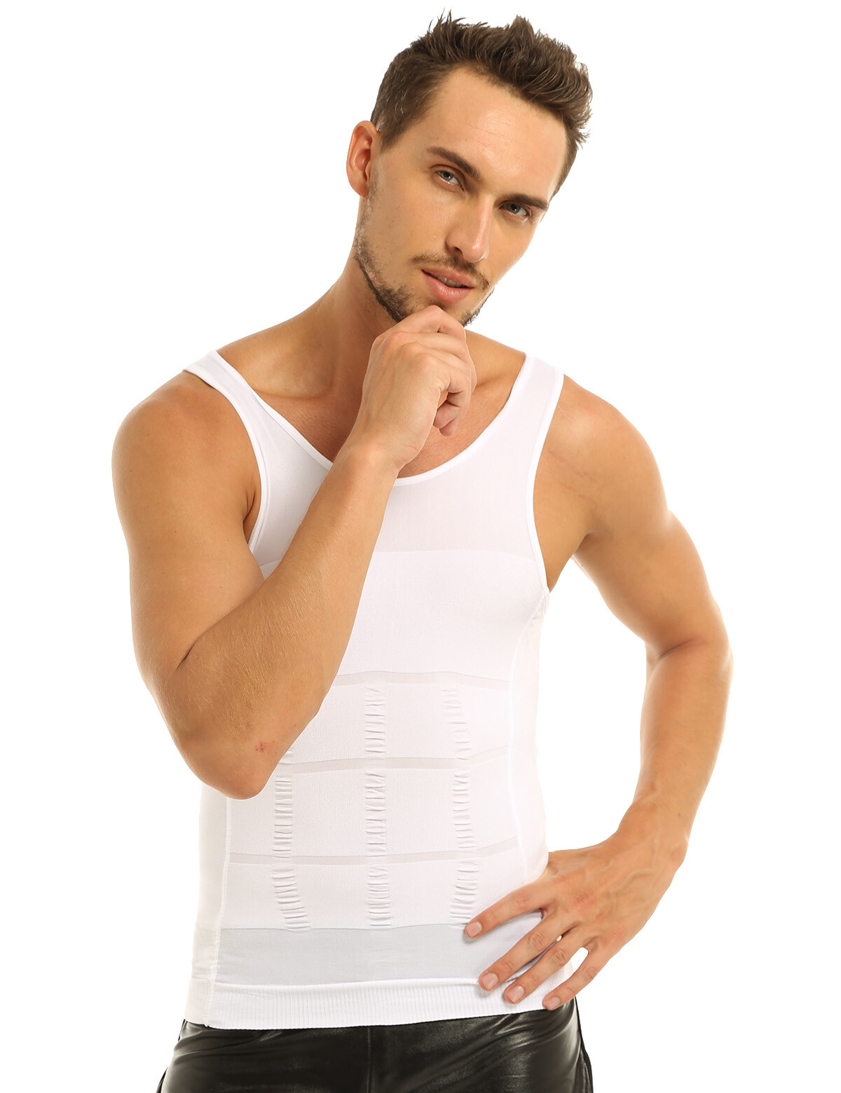 Mens Abdomen Muscle Compression Body Shaper Firm Control Tummy Waist Vest Shirt