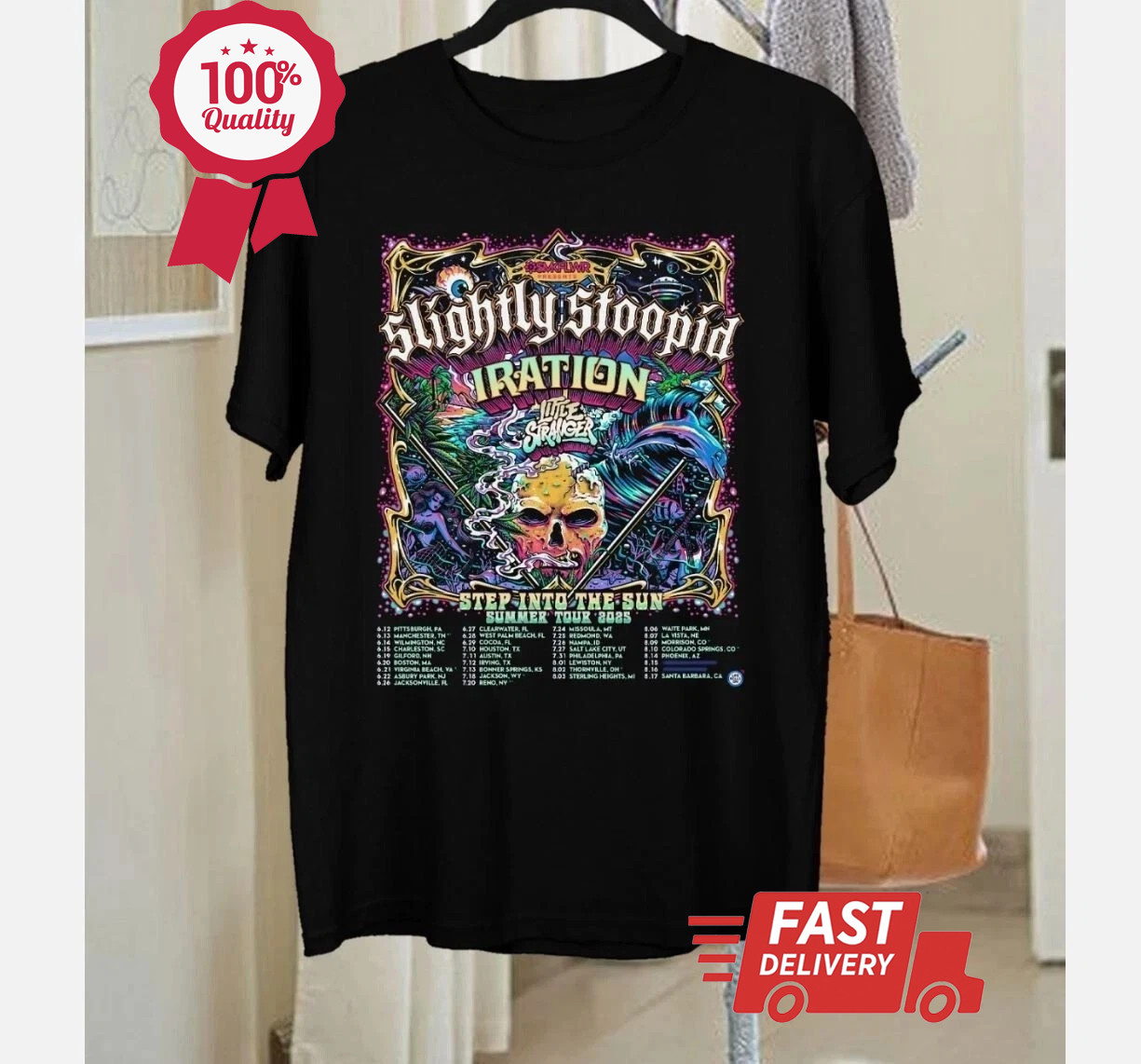 Slightly Stoopid Step Into The Sun Summer Tour 2025 Shirt Black All Size RE9173