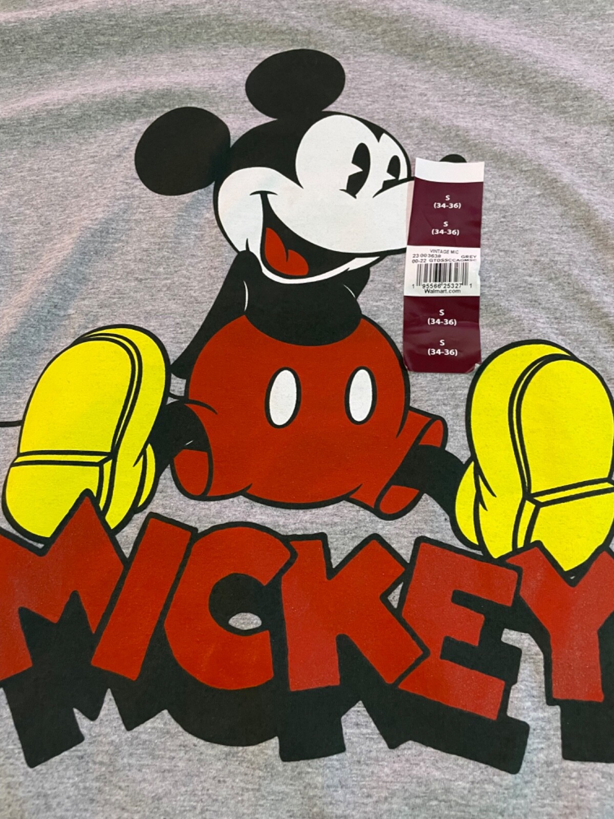Disney Vintage Mickey Gray Short Sleeve Tee Men’s 34-36