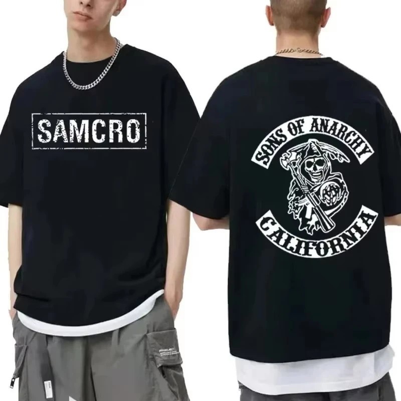 Sons Of Anarchy T-Shirts SAMCRO Tees Unisex Cotton Tees Black, White, Blue, Grey