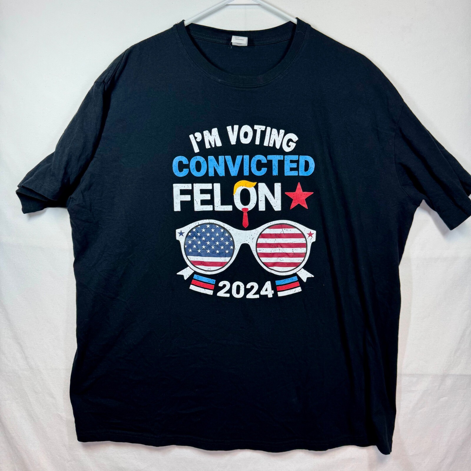 Political Humor T-Shirt I’m Voting Convicted Felon 2024 Graphic Tee Sz 2XL