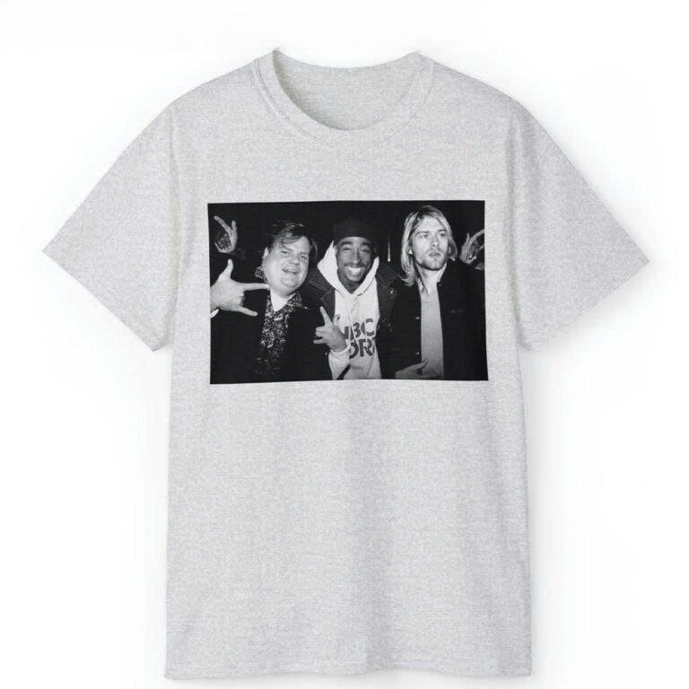 Rare Vintage Chris Farley Kurt Cobain 2Pac Graphic Retro Unisex Tribute T-Shirt