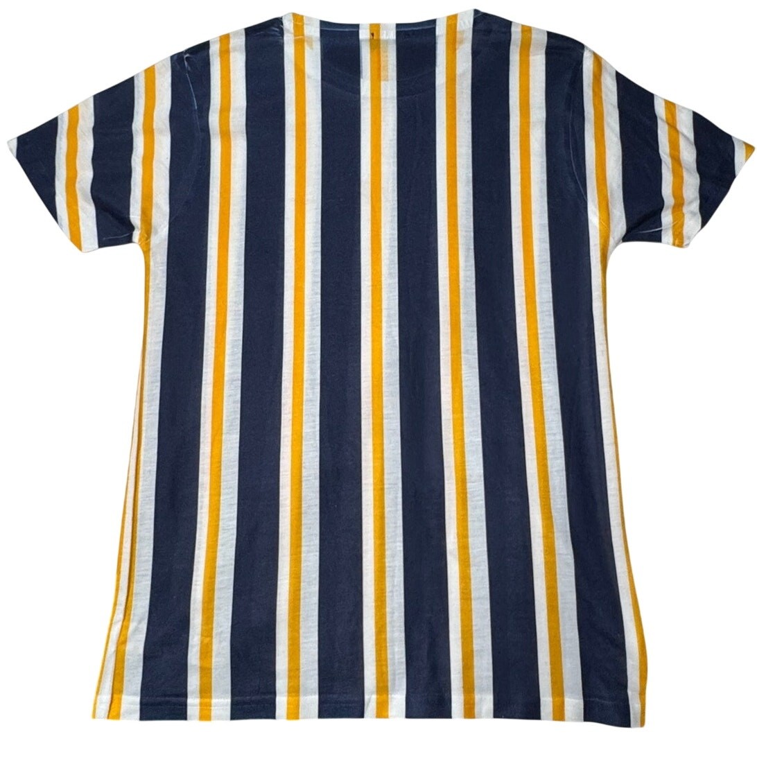 boohooMAN Mens Knit Shirt Bundle Pink Green Navy Yellow Stripe 2 Pack Medium
