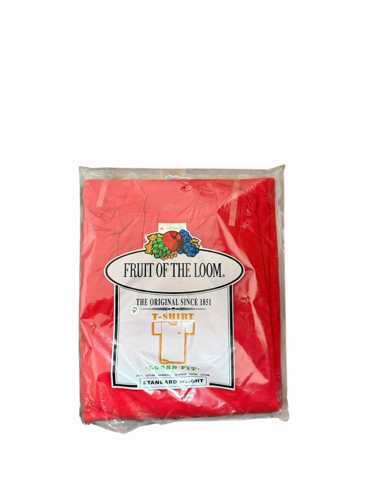 Vintage Fruit Of The Loom Single Stitch T Shirt Logo Front New Size M Red USA