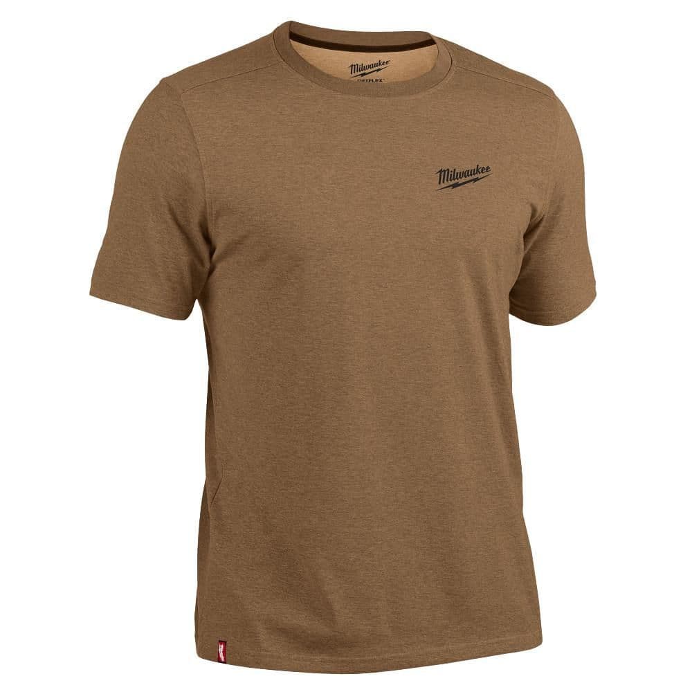 Milwaukee Men’s X-Large Brown Cotton/Polyester Short-Sleeve Hybrid Work T-Shirt