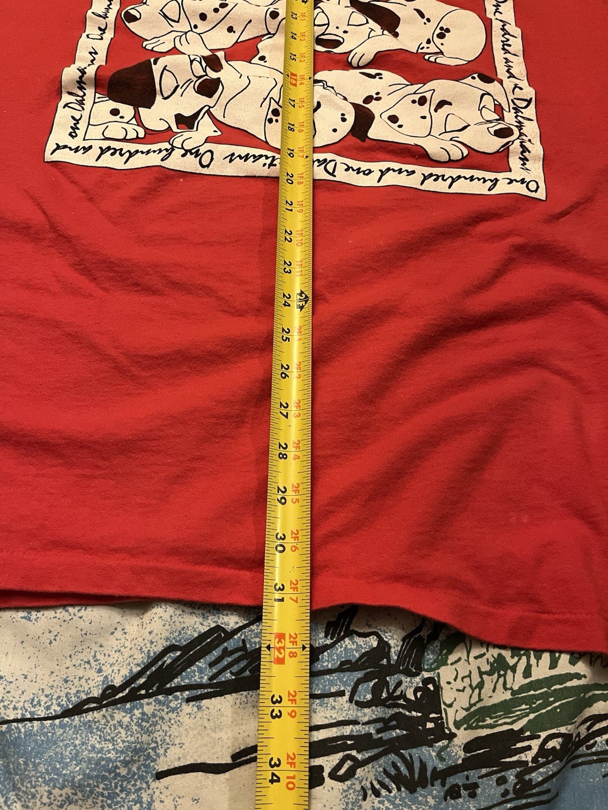 Vintage Disney 101 Dalmatians T-Shirt One Size Red Puppy Movie 90s Tee Promo VTG