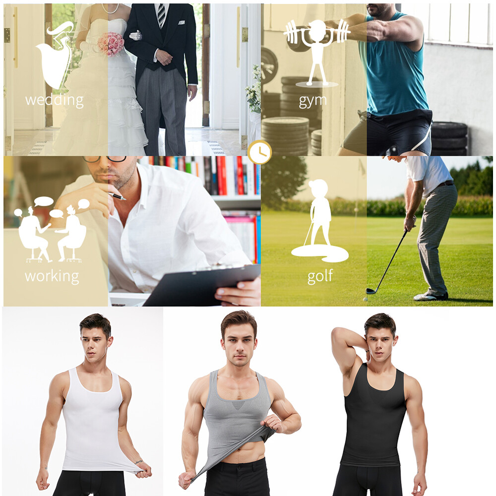 Mens Slim Shaper Body Vest Chest Belly Waist For Man Boobs Compression Tank Tops