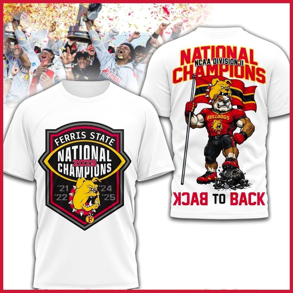 🎉FASTSHIP – Ferris State Bull*dogs Division II National Champions Back To Back
