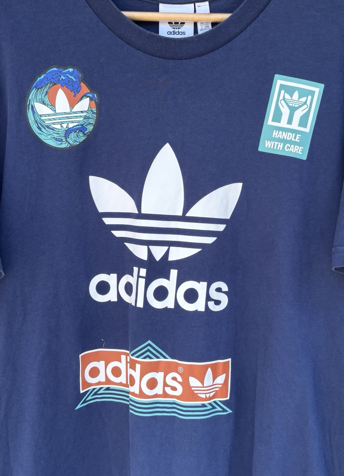 adidas Original Trefoil Race T-shirt Men’s 2XL Navy Crew Neck