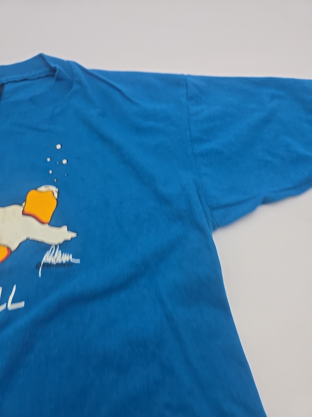 Vintage CMS Casuals Another Bill Duck T-Shirt Mens Large Teal Blue John Baron
