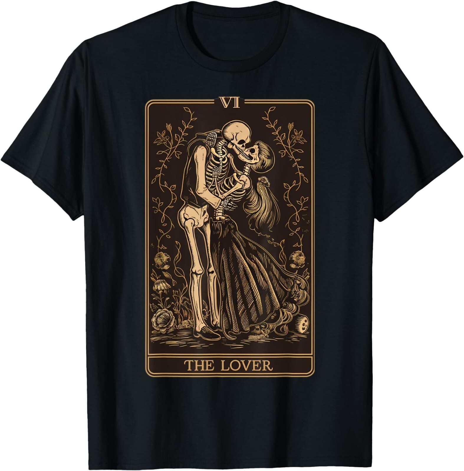 The Lovers Vintage Tarot Card – Gothic Halloween Tee T-Shirt, Unisex Tees