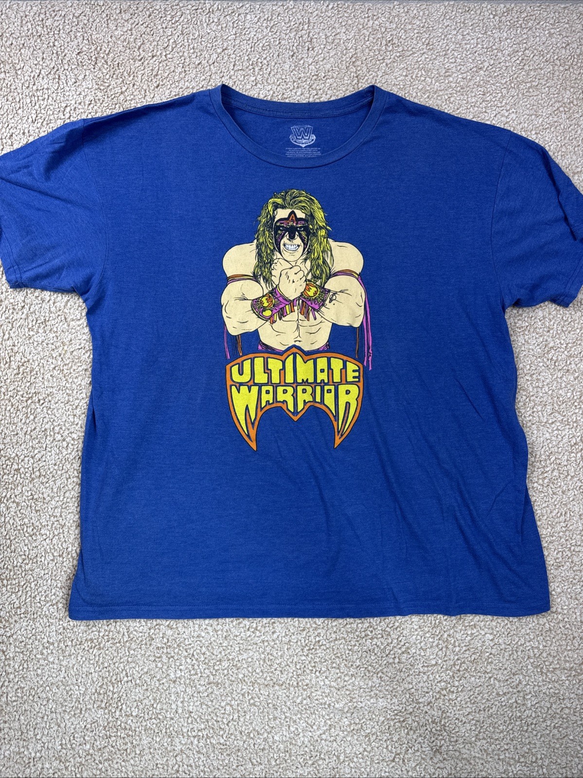 WWE Ultimate Warrior T-Shirt Mens 2XL Blue Good Graphic Tee WWE Legends
