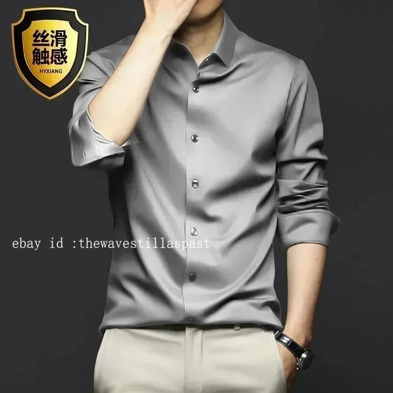 Men’s Shirt Long Sleeve Non Iron Wrinkle Resistant Business Dress Casual Shirt