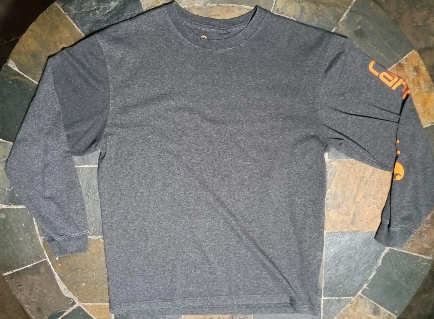 Carhartt Shirt Mens Medium Carbon Heather Long Sleeve Original Fit Sleeve Logo