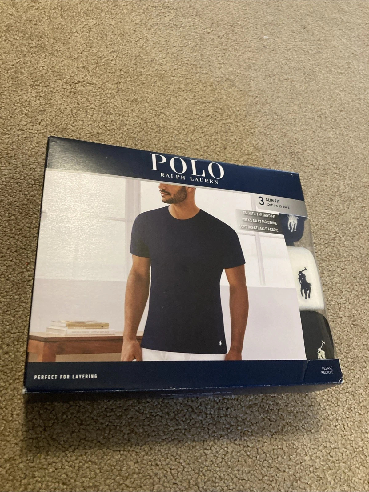 Polo Ralph Lauren Men’s Slim Fit W/ Wicking 3-Pack Crew Cotton Undershirts XL