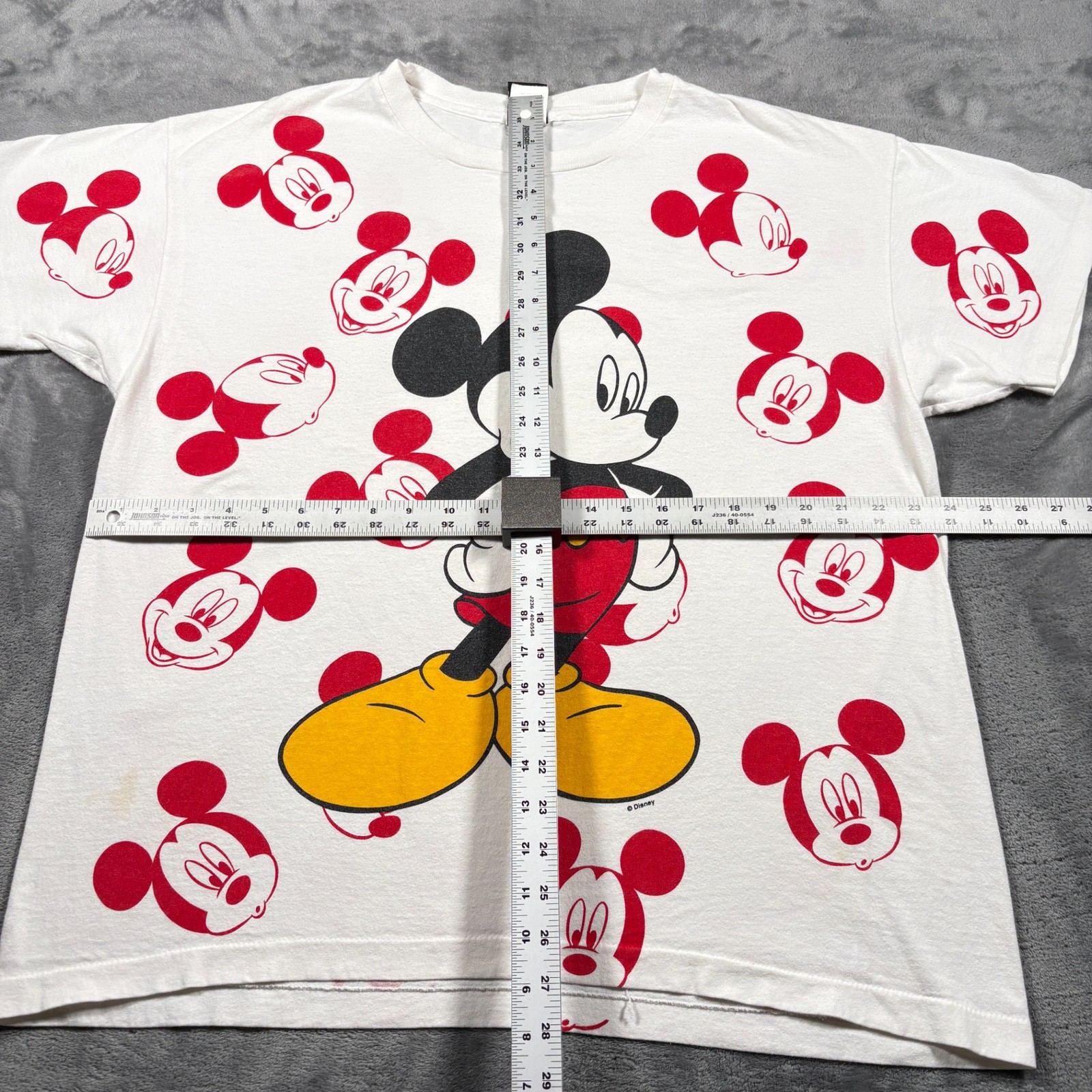 Vintage Mickey Unlimited T-Shirt Mens XL White All Over Print Cartoon DIsney