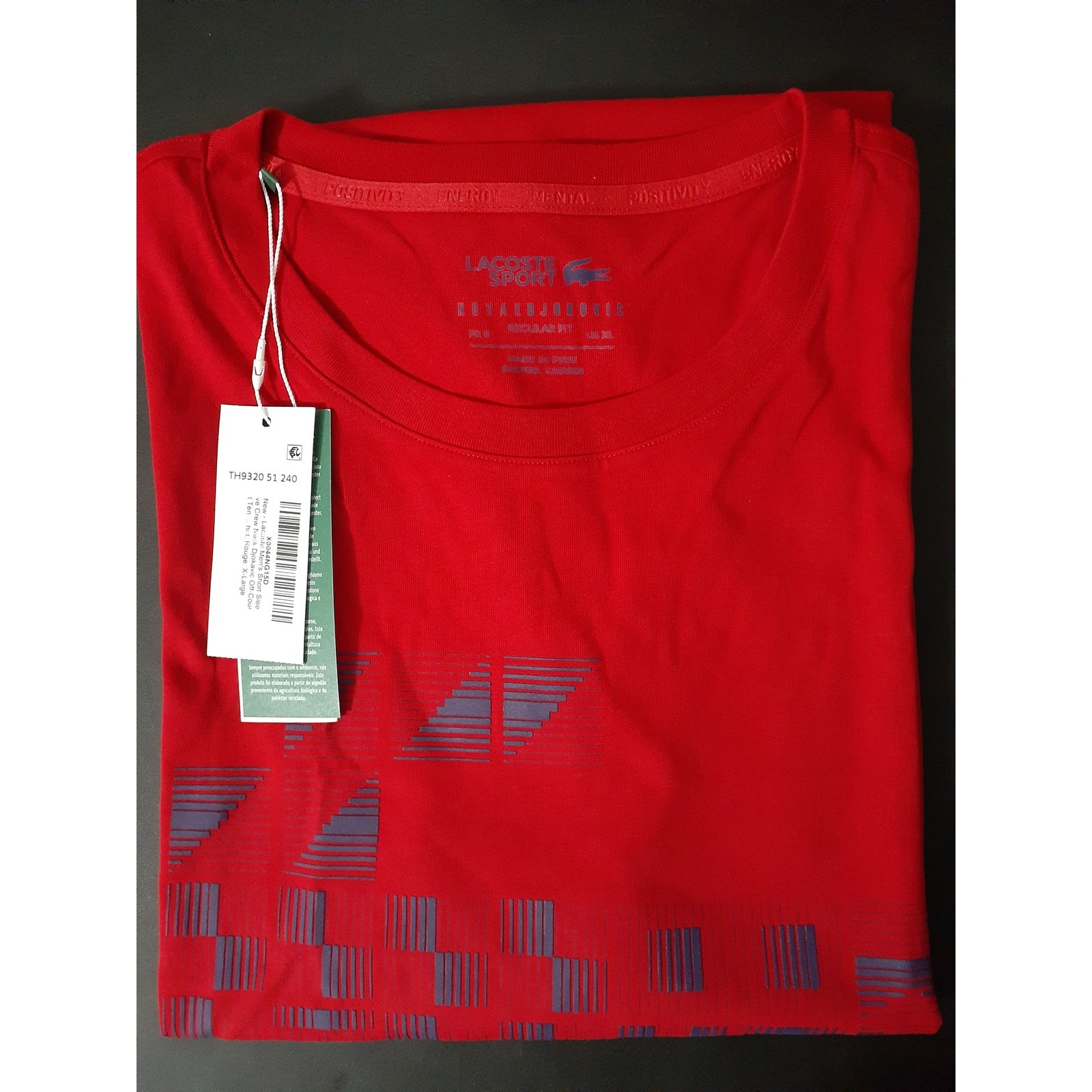Lacoste Men’s Sport Novak Djokovic Printed T-Shirt Red XL