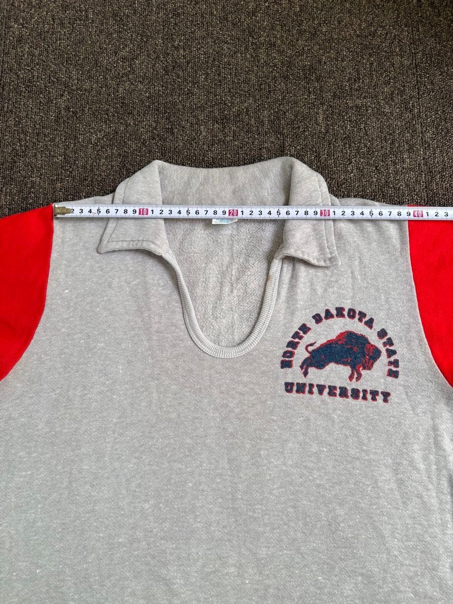 Vintage Late 70s Champion Blue Bar Tag Collared Short Sleeve Sweatshirt NDSU M